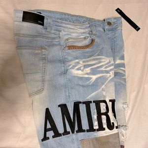 Amiri Grunge Patch Jeans Crafted Indigo. Size 34